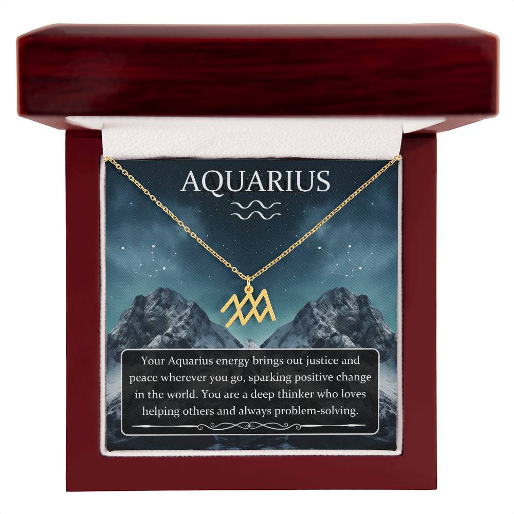 Aquarius, Zodiac, Sign, Astrological Pendant, Necklace - YERTIZZ.COM