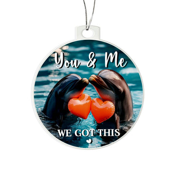 Dolphin Couple Sunset Acrylic Ornament - Christmas Ornament - Christmas Gift