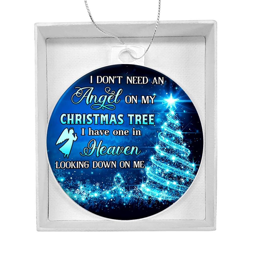 ANLEMIN Christmas in Heaven Ornament Personalized Memorial Ornament for Christmas Tree, Xmas Tree Hanging in Memory of Loved one Gifts - i Love one in Heaven