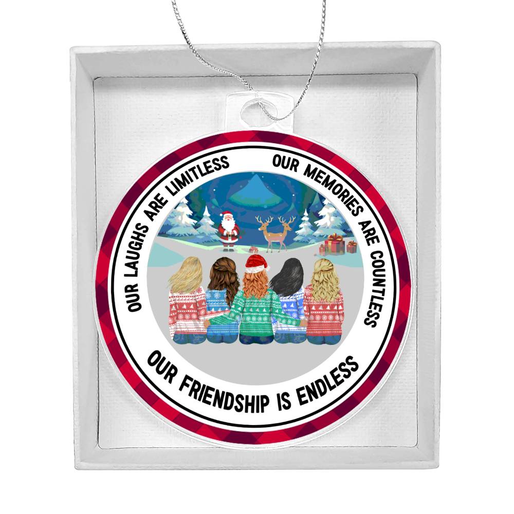 Acrylic Christmas Ornament, Children Sat With Santa - YERTIZZ.COM