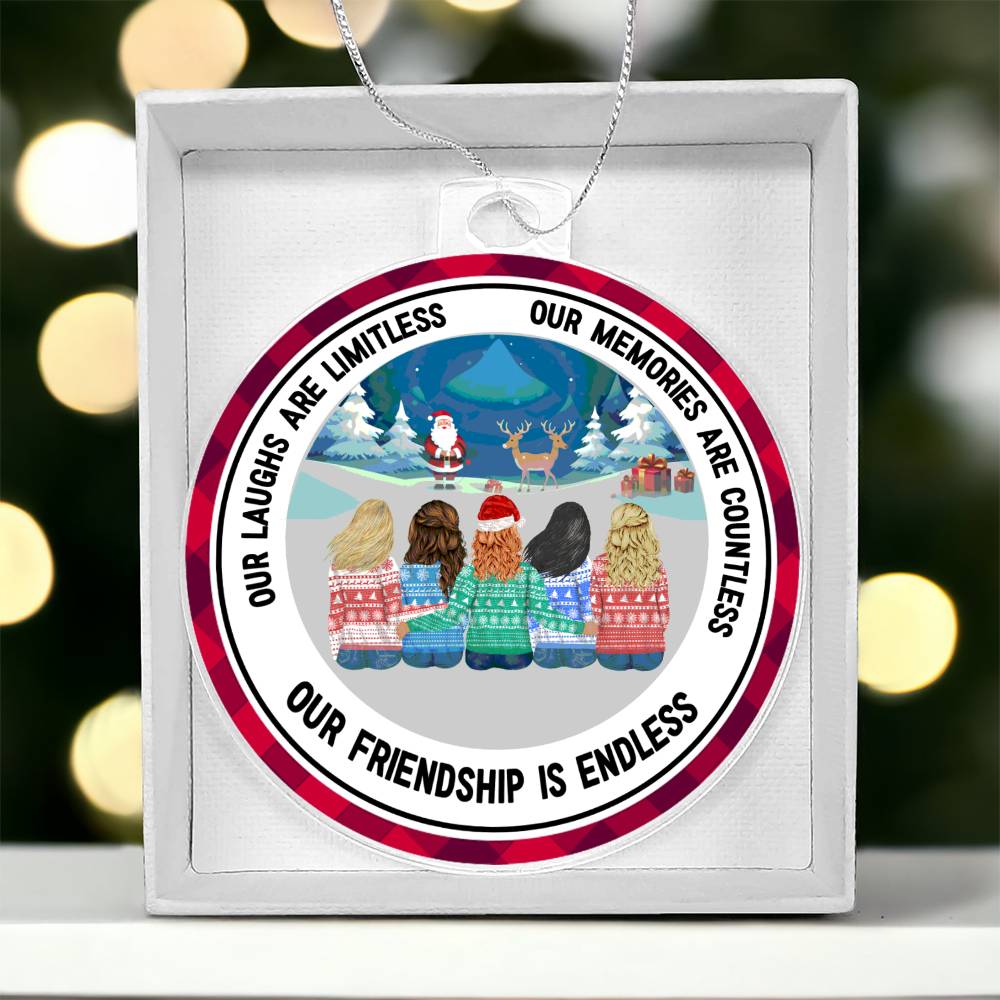 Acrylic Christmas Ornament, Children Sat With Santa - YERTIZZ.COM