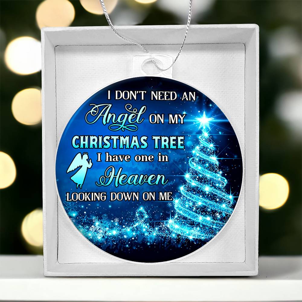 ANLEMIN Christmas in Heaven Ornament Personalized Memorial Ornament for Christmas Tree, Xmas Tree Hanging in Memory of Loved one Gifts - i Love one in Heaven