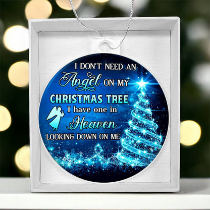 ANLEMIN Christmas in Heaven Ornament Personalized Memorial Ornament for Christmas Tree, Xmas Tree Hanging in Memory of Loved one Gifts - i Love one in Heaven