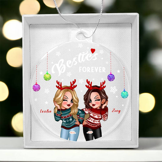 Family Christmas Ornaments 2024 - Besties Forever Best Friend Christmas Ornaments - Christmas Ornament for Friend - Unique Xmas Gift for Besties