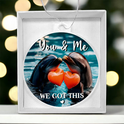 Dolphin Couple Sunset Acrylic Ornament - Christmas Ornament - Christmas Gift