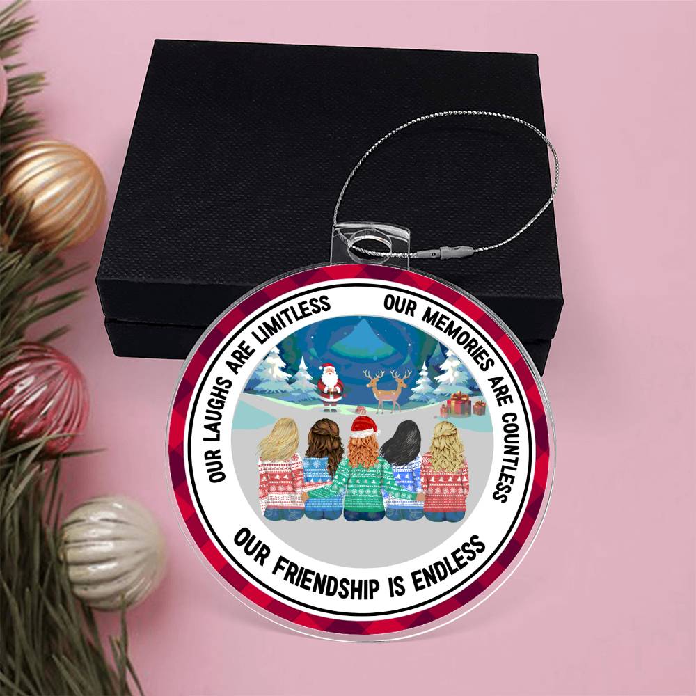 Acrylic Christmas Ornament, Children Sat With Santa - YERTIZZ.COM