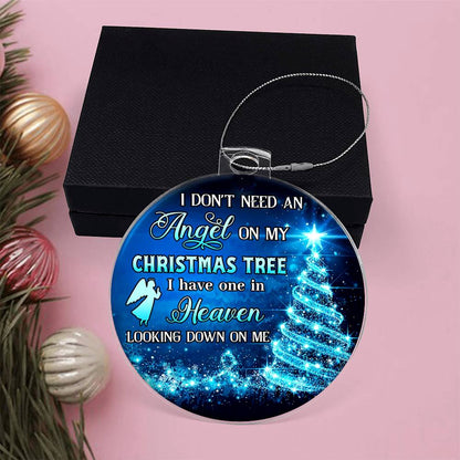 ANLEMIN Christmas in Heaven Ornament Personalized Memorial Ornament for Christmas Tree, Xmas Tree Hanging in Memory of Loved one Gifts - i Love one in Heaven