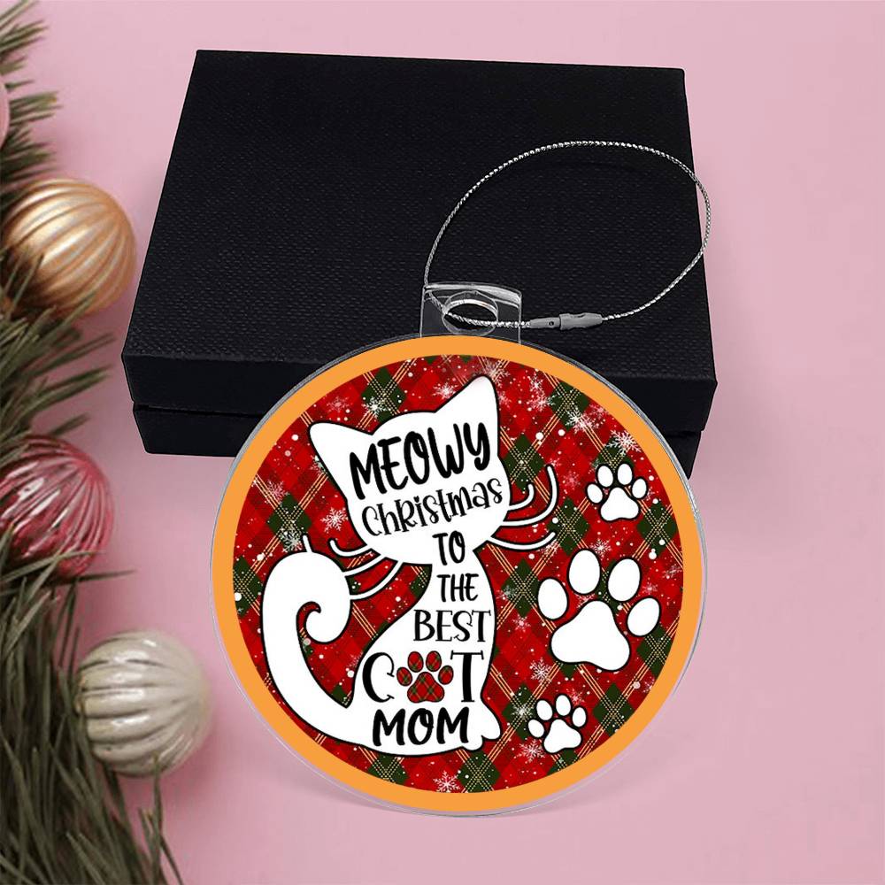 Best Cat Mom Christmas Acrylic Ornament