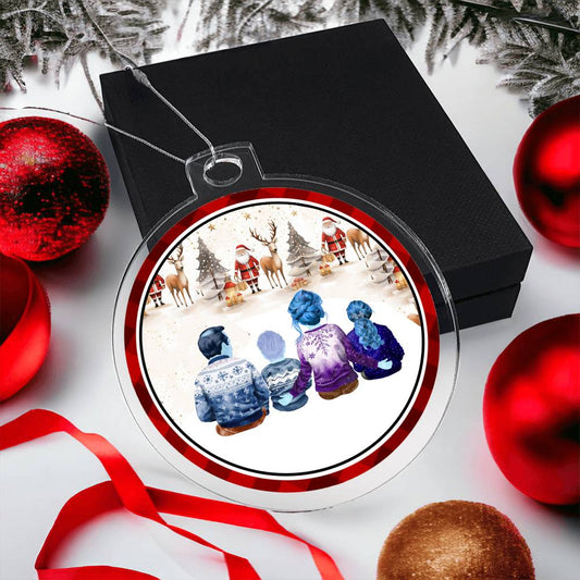 Acrylic, Christmas Ornament, Santa, Gifts, Family