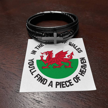 Men's Cross Bracelet, In The Heart Of Wales, Welsh Gifts - YERTIZZ.COM