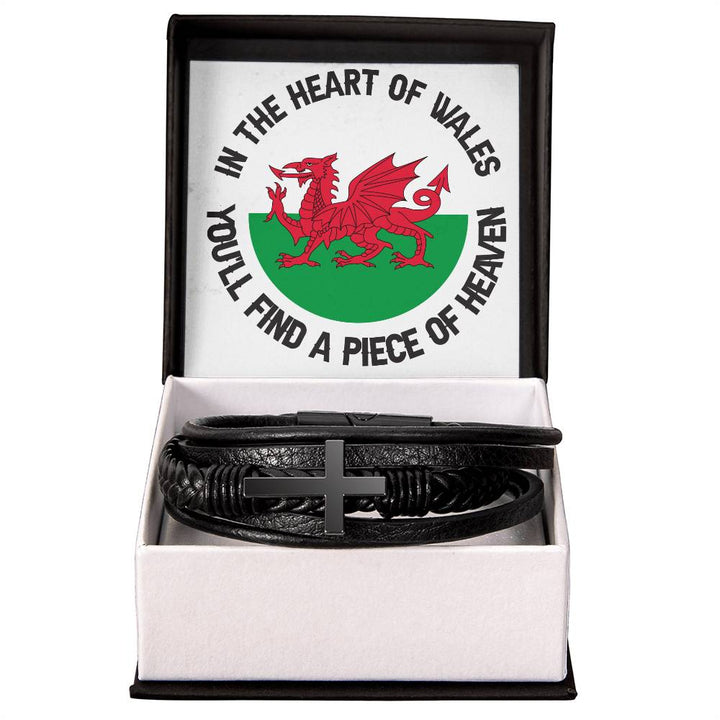 Men's Cross Bracelet, In The Heart Of Wales, Welsh Gifts - YERTIZZ.COM