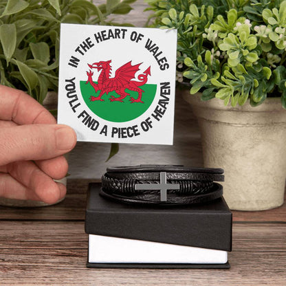 Men's Cross Bracelet, In The Heart Of Wales, Welsh Gifts - YERTIZZ.COM