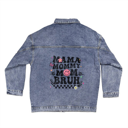 Oversized Women's DTG Denim Jacket, Mam, Mammy, Mommy, Mom, Wife, Mothers Day - YERTIZZ.COM