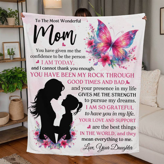 To The Most Wonderful Mom, Jersey Fleece Blanket, Mother's Day