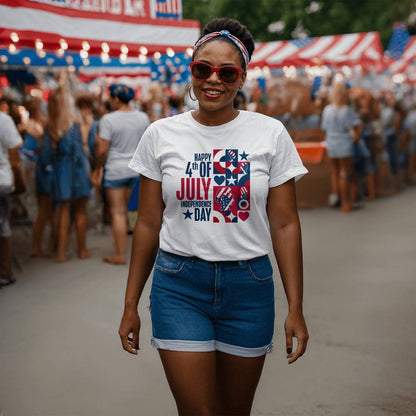 Happy Independence Day-Bella + Canvas 3001 Unisex-Jersey Tee Front Print - YERTIZZ.COM