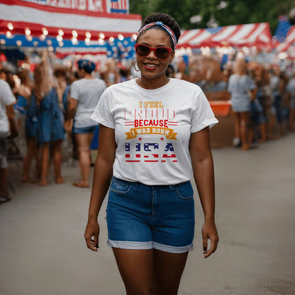 I Was Born USA-Bella + Canvas 3001 Unisex-Jersey Tee Front Print - YERTIZZ.COM
