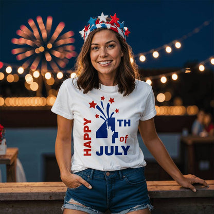 Happy 4th of July-Bella + Canvas 3001 Unisex-Jersey Tee Front Print - YERTIZZ.COM