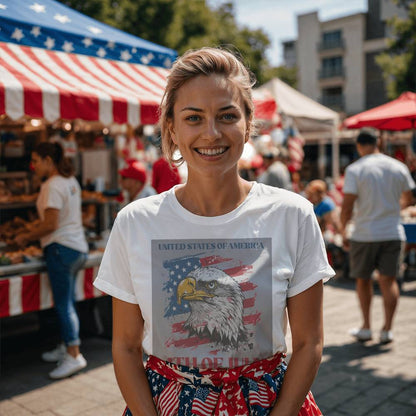 4th July Eagle-Bella + Canvas 3001 Unisex-Jersey Tee Front Print - YERTIZZ.COM