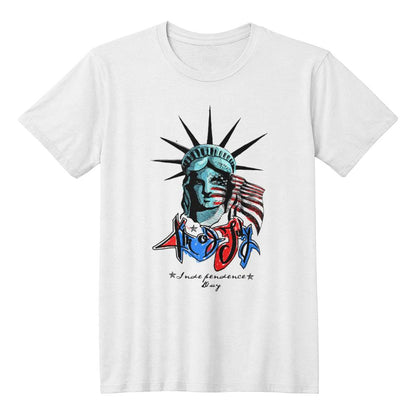 Lady Liberty Independence-Bella + Canvas 3001 Unisex-Jersey Tee Front Print - YERTIZZ.COM