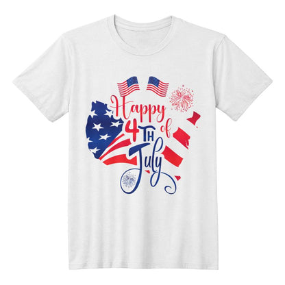 Happy 4th July Flags-Bella + Canvas 3001 Unisex-Jersey Tee Front Print - YERTIZZ.COM