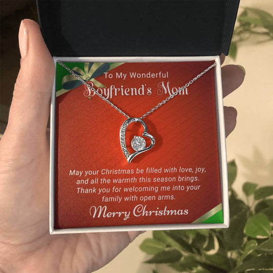 To My Wonderful Boyfriend's Mom - Love and Joy - Christmas Gift - Forever Love Necklace