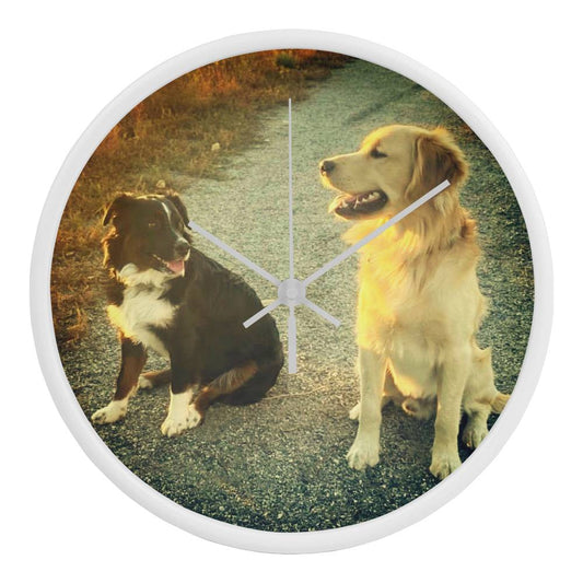 Wall Clock, Wood Frame, Doggies Picture Clock Face - YERTIZZ.COM