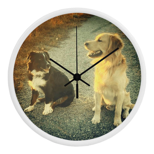 Wall Clock, Wood Frame, Doggies Picture Clock Face - YERTIZZ.COM