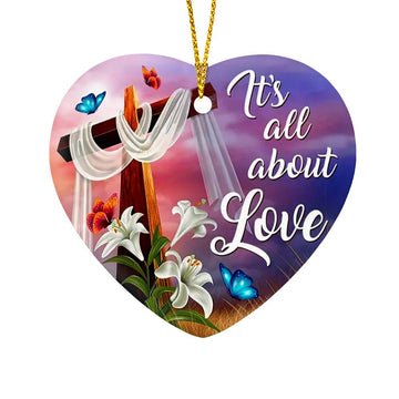 Flowers and Butterfly Heart Shape Acrylic Decorated Christmas Tree Ornaments for Relatives, Friends and Family Gifts