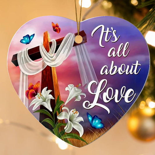 Flowers and Butterfly Heart Shape Acrylic Decorated Christmas Tree Ornaments for Relatives, Friends and Family Gifts