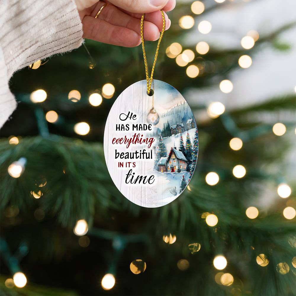 He Has Made Everything Beautiful In It's Time - High Gloss Oval Ornament