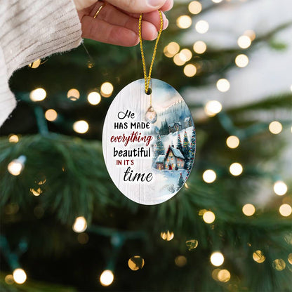 He Has Made Everything Beautiful In It's Time - High Gloss Oval Ornament