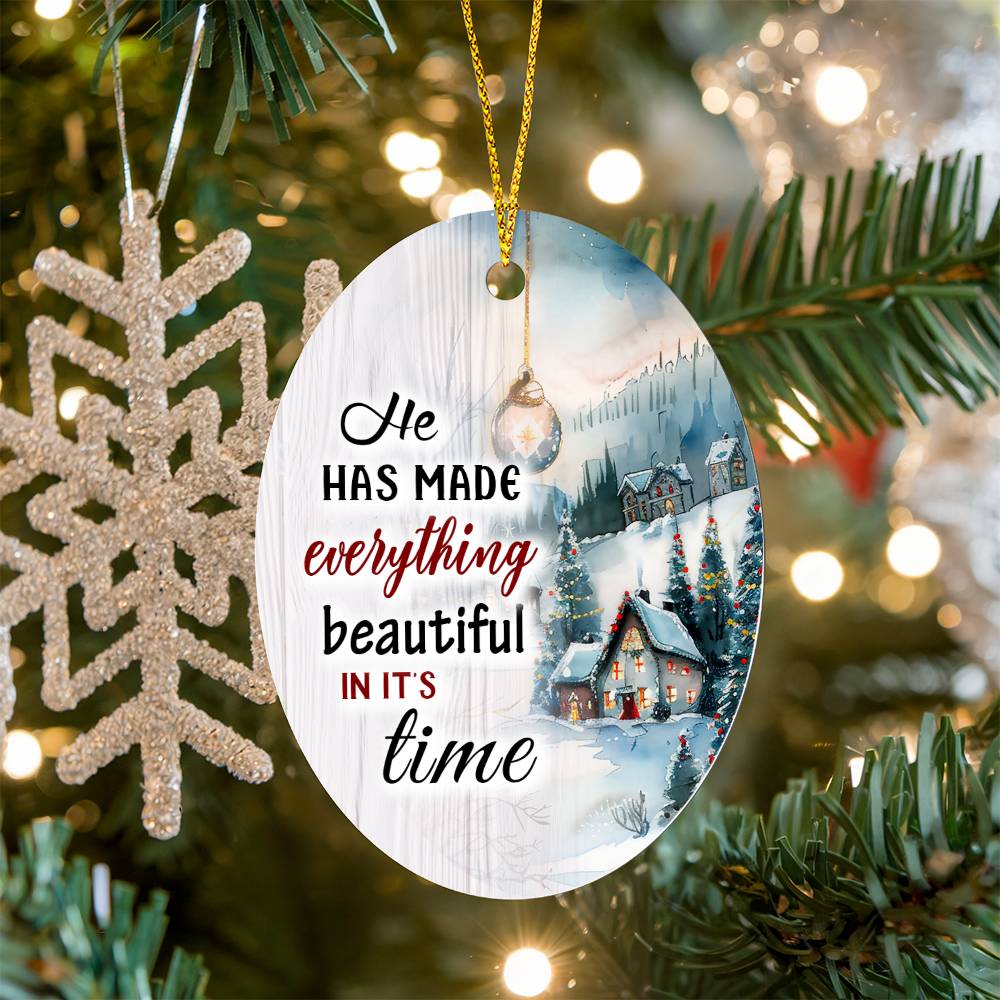 He Has Made Everything Beautiful In It's Time - High Gloss Oval Ornament