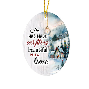 He Has Made Everything Beautiful In It's Time - High Gloss Oval Ornament