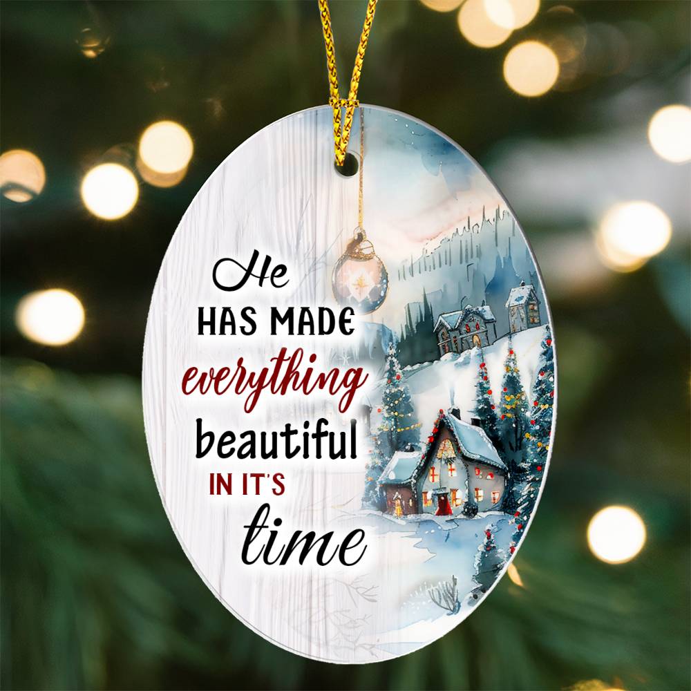 He Has Made Everything Beautiful In It's Time - High Gloss Oval Ornament