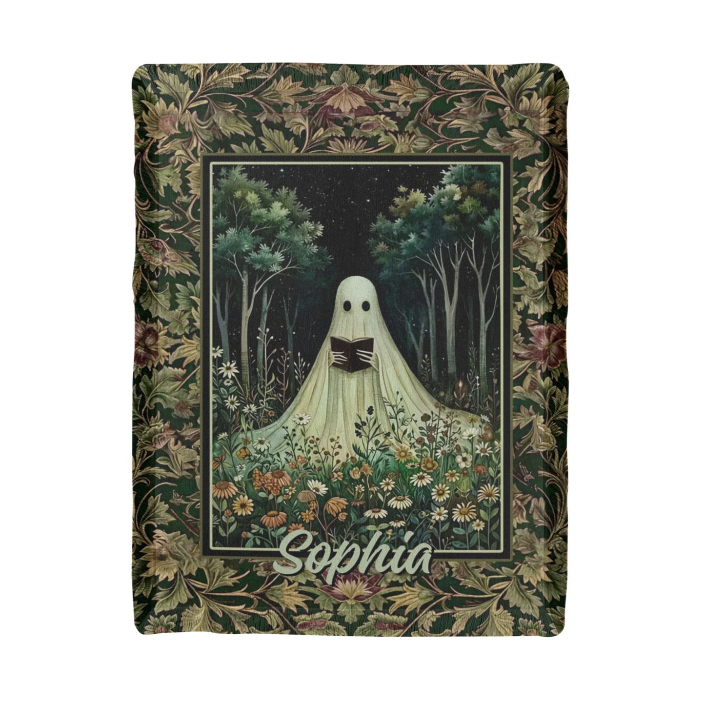 Spooky Ghost Reading Blanket – Halloween Cozy Throw for Home & Outdoor