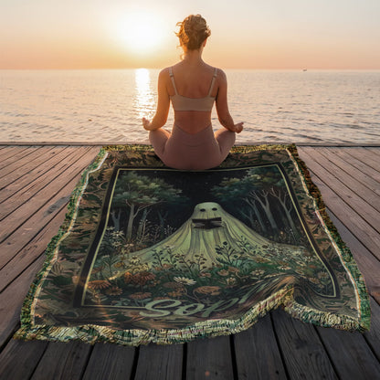 Spooky Ghost Reading Blanket – Halloween Cozy Throw for Home & Outdoor