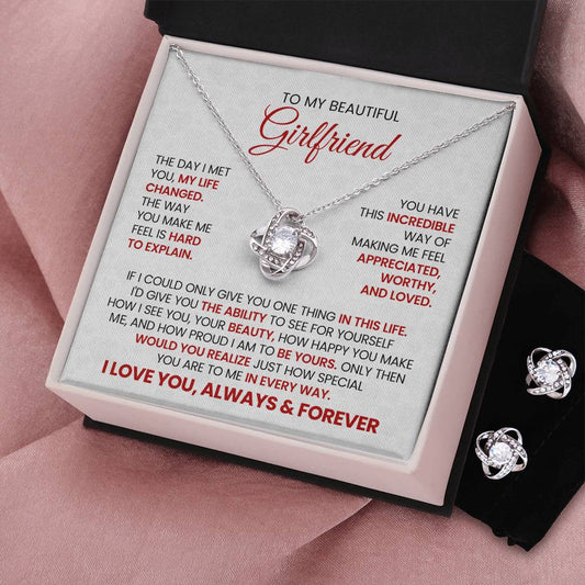 Love Knot Earrings and Necklace Set To Girlfriend