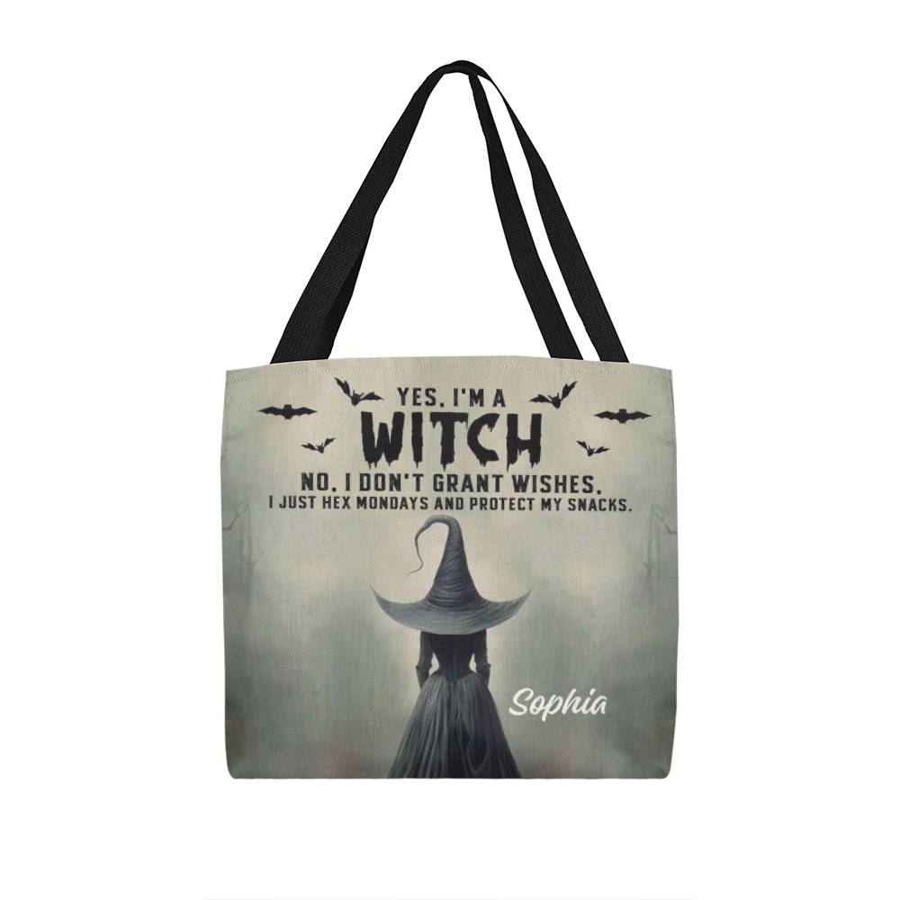 Personalized Witch Tote Bag – Custom Name Halloween Gothic Tote with Funny Quote !