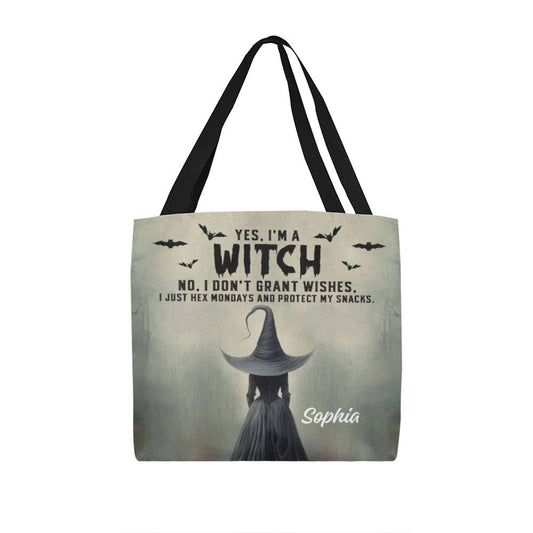 Personalized Witch Tote Bag – Custom Name Halloween Gothic Tote with Funny Quote !