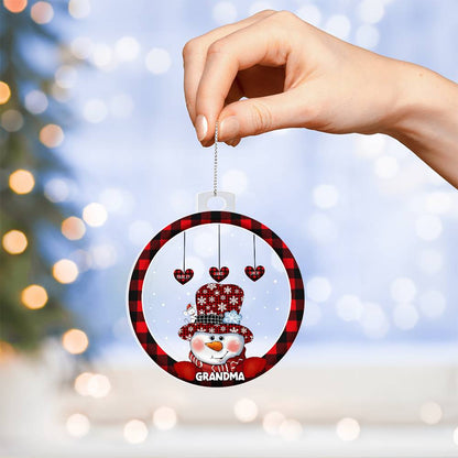 Personalized Grandma Ornament with 8 Names – Custom Family Christmas Ornament | Snowman Plaid Holiday Decoration 2025