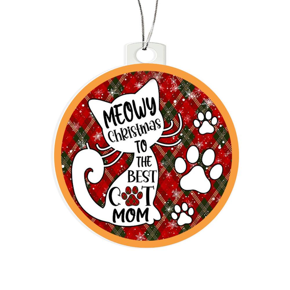 cute cat lover holiday tree decoration with paw prints
