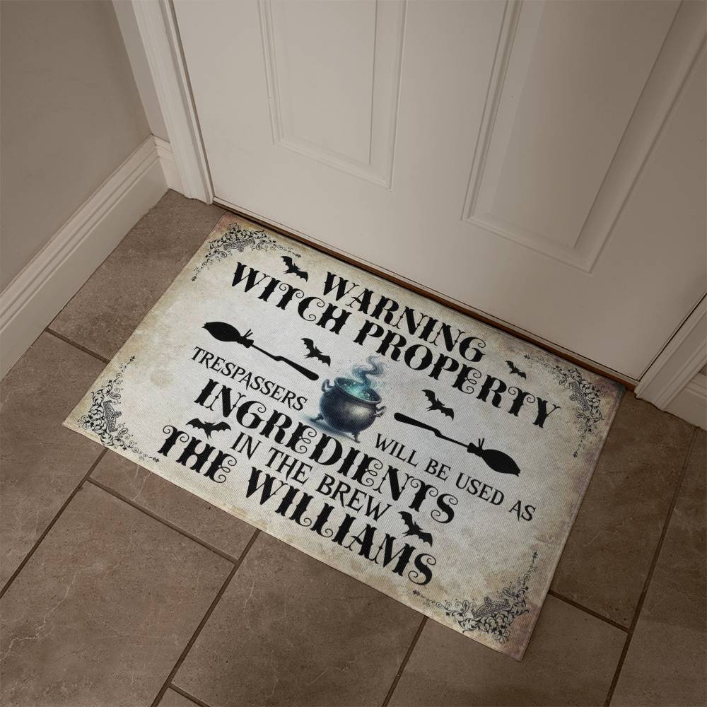 Warning Witch Property ! Halloween Welcome Mat