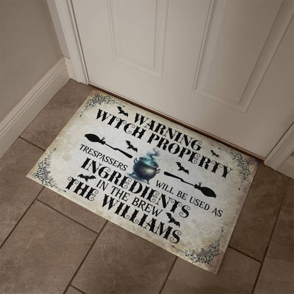 Warning Witch Property ! Halloween Welcome Mat