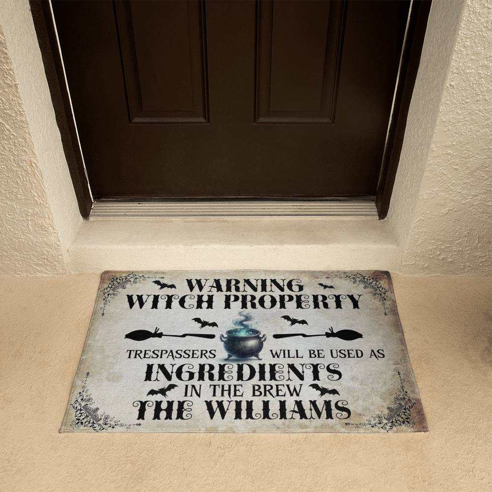 Warning Witch Property ! Halloween Welcome Mat