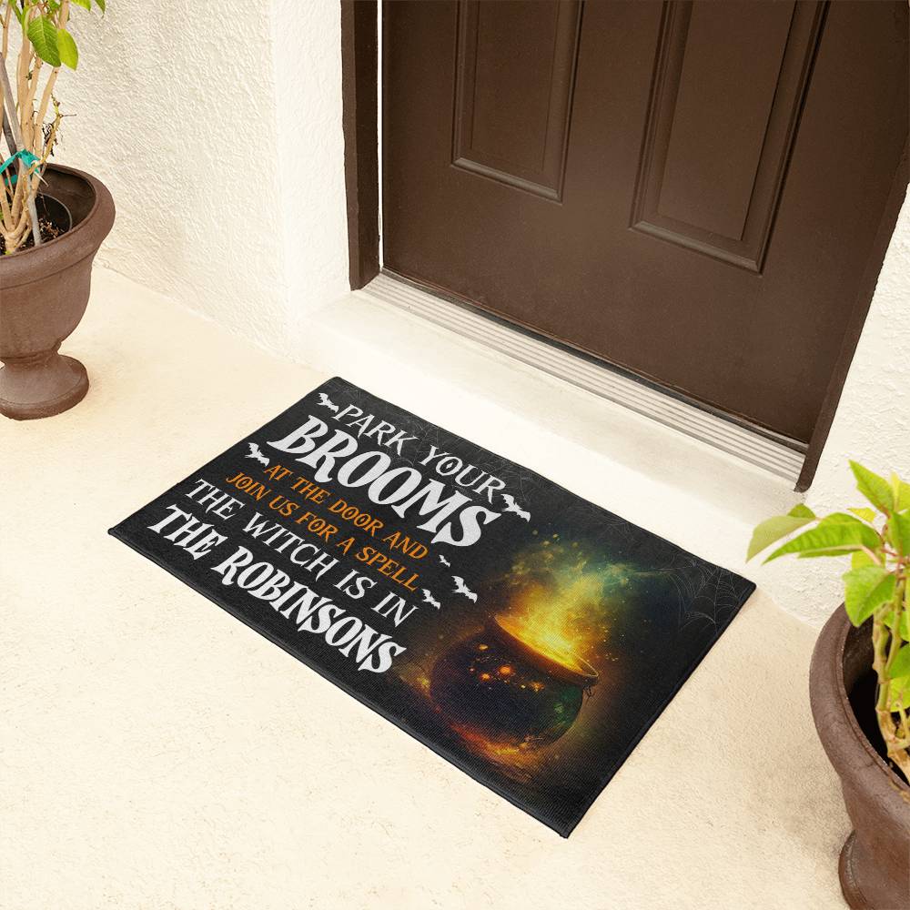 Park Your Brooms - Halloween Welcome Mat