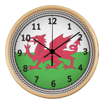 Welsh Dragon-Wooden Frame 10inch Wall Clock