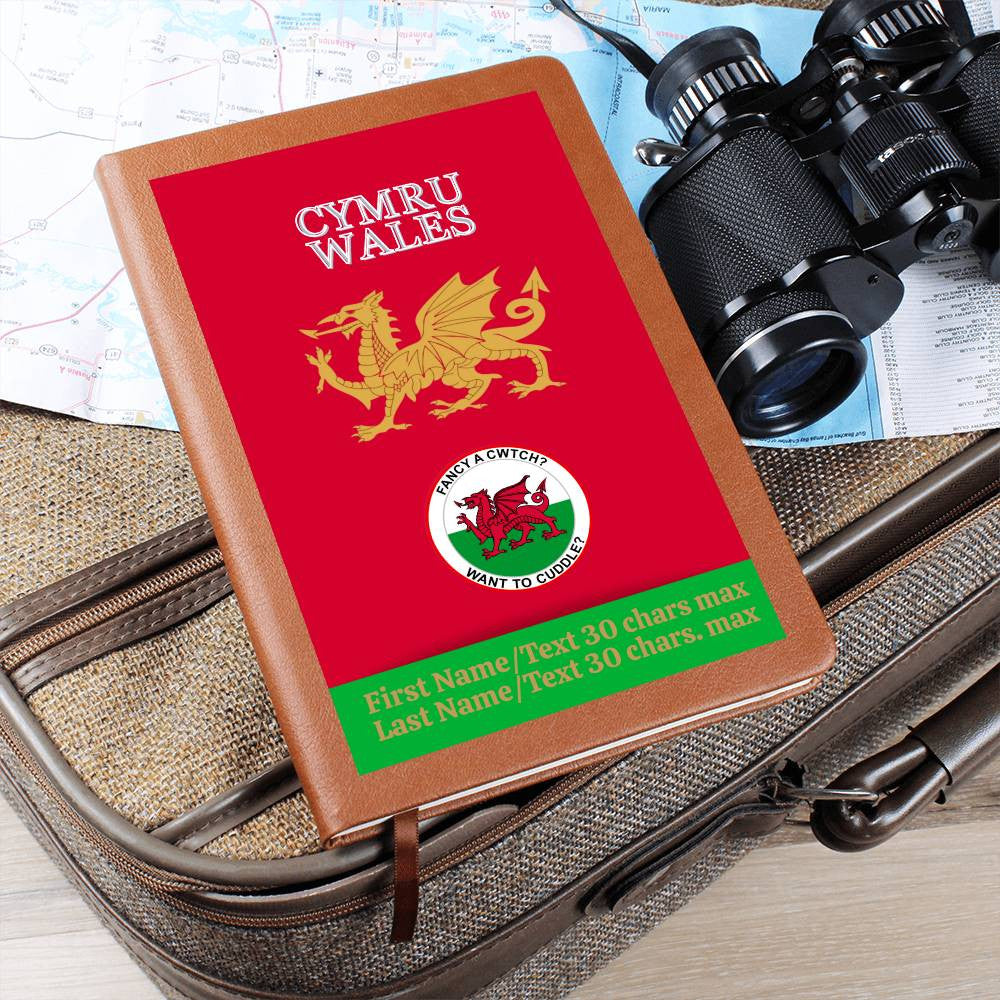 RED Personalized Vegan Leather Graphic Journal-CYMRU-WALES JOURNAL