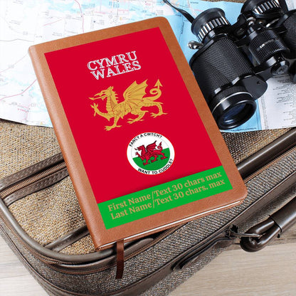 RED Personalized Vegan Leather Graphic Journal-CYMRU-WALES JOURNAL