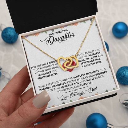 1 Interlocking Hearts Necklace-To Beautiful Daughter Love Dad