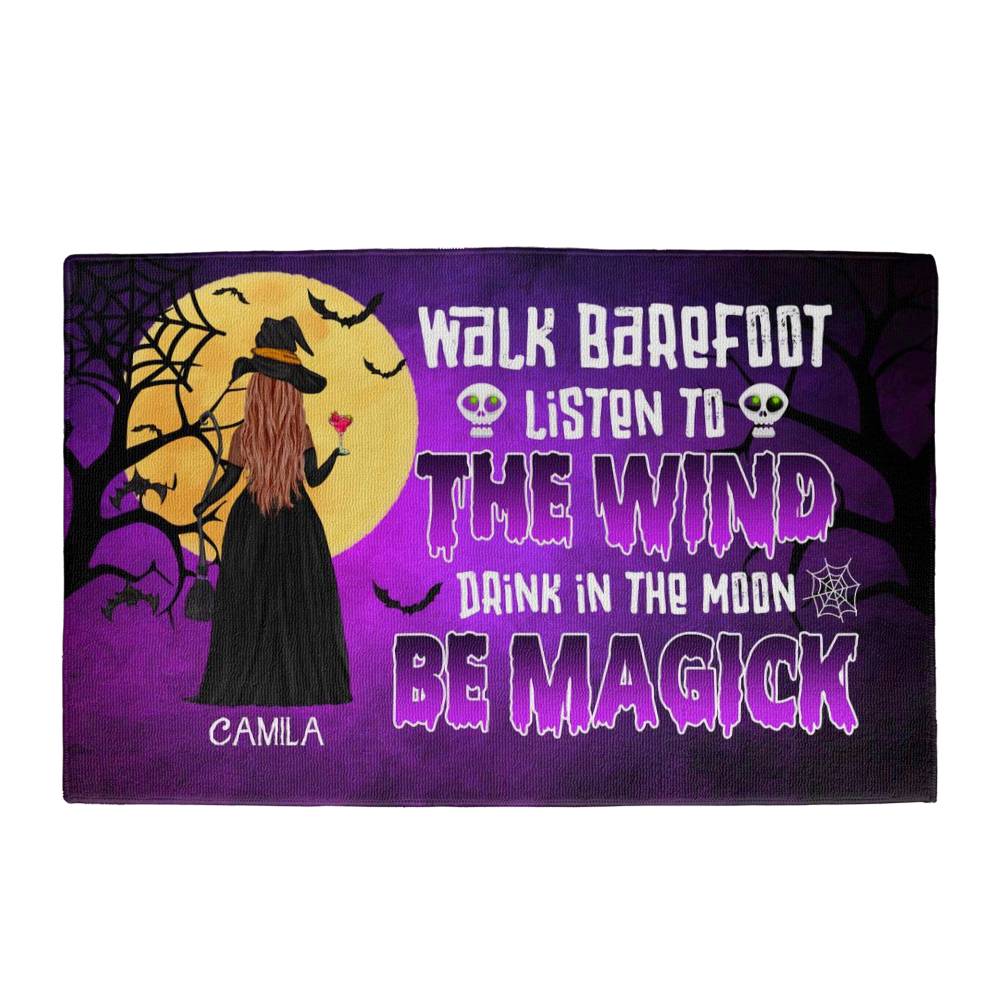 Witchy Halloween Doormat – Walk Barefoot, Listen to the Wind, Be Magick